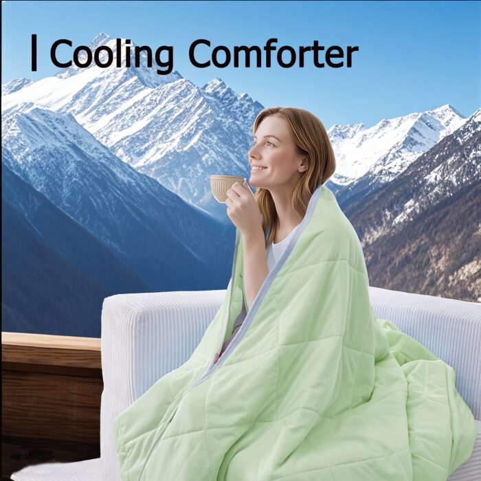 1pc Cooling Summer Blanket - Lightweight & Breathable for Hot Sleepers, Ultra-Soft Light Beige-Friendly Quilted Design, Machine Washable All-Season Use, Solid Color (Blue/Green/Purple) for Home, Office, Travel, Home Comfort Accessory | Quilted Blanket | Machine Washable Blanket, Cooling Blanket for Hot Sleepers - Image 3