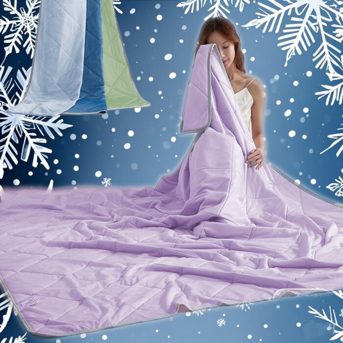 1pc Cooling Summer Blanket - Lightweight & Breathable for Hot Sleepers, Ultra-Soft Light Beige-Friendly Quilted Design, Machine Washable All-Season Use, Solid Color (Blue/Green/Purple) for Home, Office, Travel, Home Comfort Accessory | Quilted Blanket | Machine Washable Blanket, Cooling Blanket for Hot Sleepers