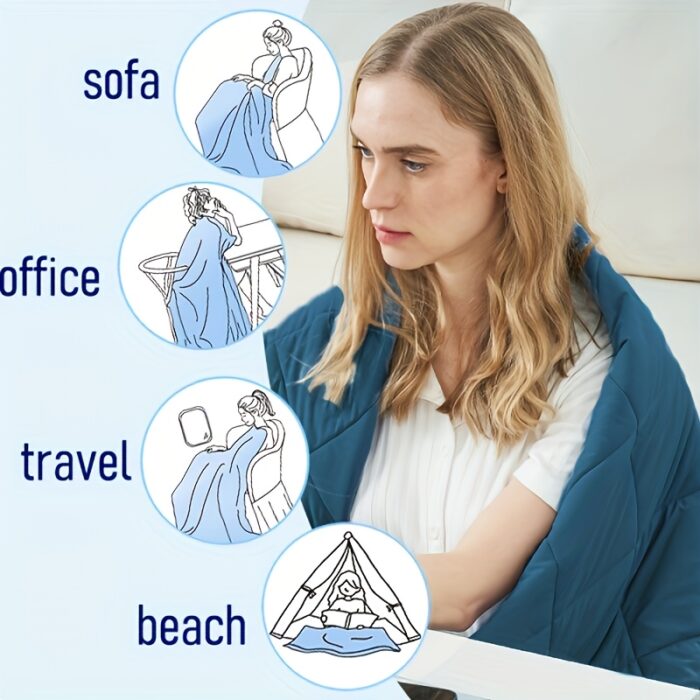 1pc Cooling Summer Blanket - Lightweight & Breathable for Hot Sleepers, Ultra-Soft Light Beige-Friendly Quilted Design, Machine Washable All-Season Use, Solid Color (Blue/Green/Purple) for Home, Office, Travel, Home Comfort Accessory | Quilted Blanket | Machine Washable Blanket, Cooling Blanket for Hot Sleepers - Image 8